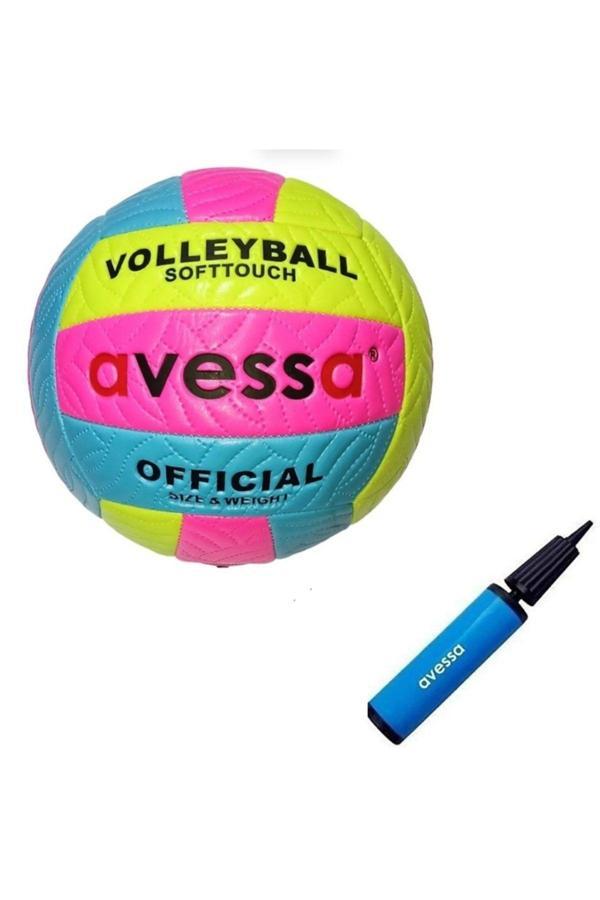 Avessa Vlm-700 Makina Dikişli Soft Touch 280 Gr Fosforlu Deri Voleybol Topu No:5 Top Pompası - Image 1