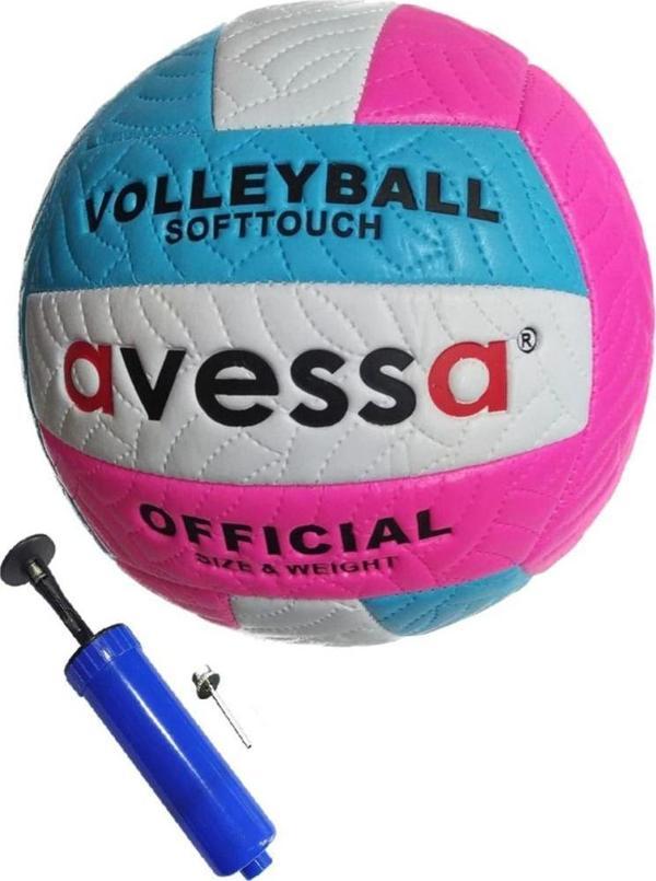 Avessa Vlm-700 Makina Dikişli Soft Touch 280 Gr Fosforlu Deri Voleybol Topu No:5 Top Pompası - Image 1