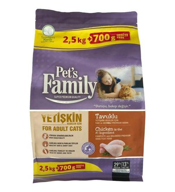 Pets Famıly Kedı Kedı Maması Yetıskın Tavuklu 2500 Gr+700 Gr - Image 1