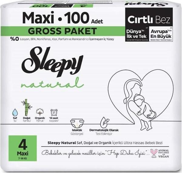 Sleepy Bebek Bezi Natural Beden:4 (7-14KG) Maxi 100 Adet Ultra Pk - Image 1