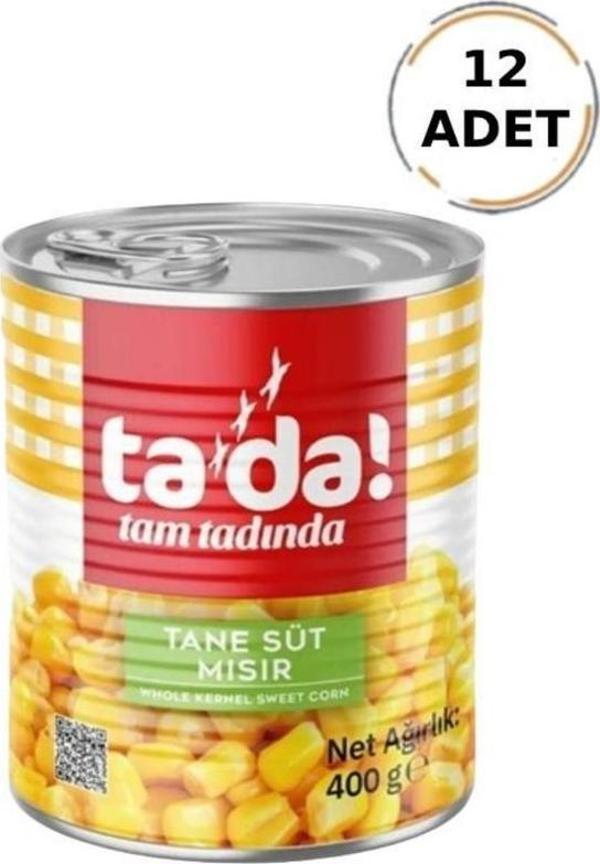 Tada Haşlanmış Tane Süt Mısır Konservesi 400 Gr (12 Adet) - Image 1