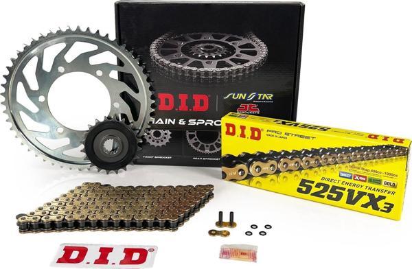 ZİNCİR DİŞLİ SETİ BMW F R 800cc ZİNCİR: DID-525VX3 Gold-120 ÖN DİŞLİ: JT 20T ARKA DİŞLİ: SUNSTAR 47T 2009-2018 - Image 1