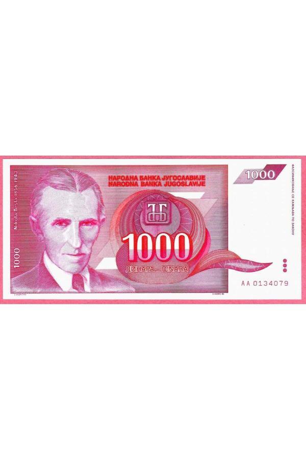 Edi Antik Yugoslavya Yugoslavıa 1.000 Dnara 1992 Unc Çil - Image 1