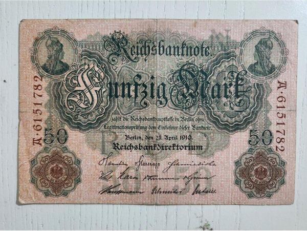 Edi Antik 1910 Tarihli Alman 50 Mark. Orijinal Dönem - Image 1
