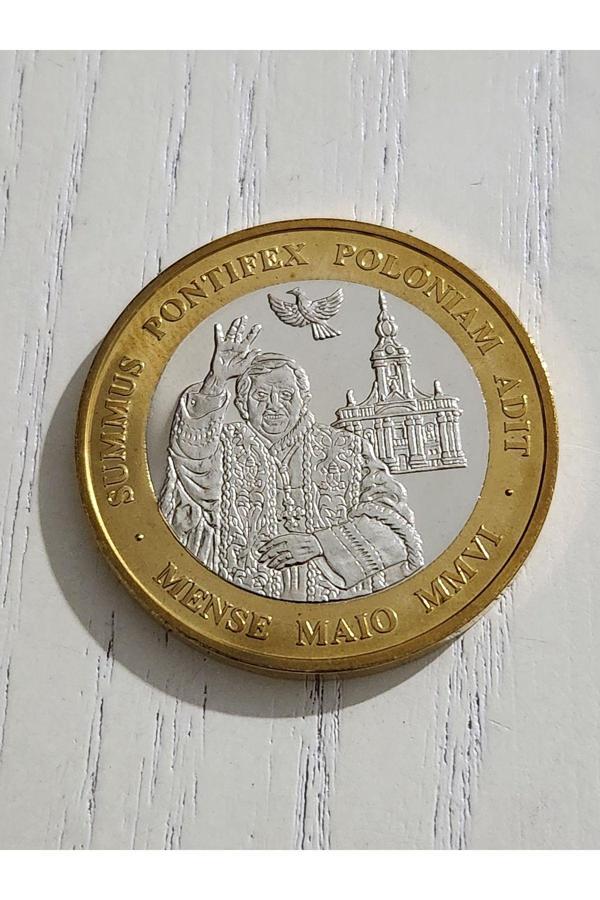 Edi Antik 3.5Cm Çap Nadir Papa Hristiyan Polonya Madalya. Nadir Madalyon 3.5Cm Çap - Image 1