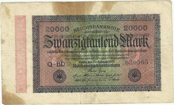 Edi Antik Almanya 1923 Yılı 20 Bin Mark Çt - Image 1