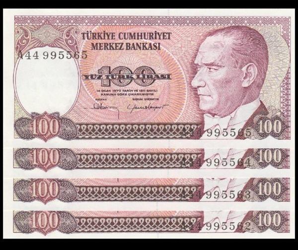 Edi Antik 7 Ems A44 4 Adet Seri Talipli 100 Lira Çil - Image 1