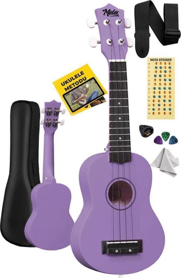 Midex UKX-901PRP Mor Soprano Ukulele (Askı Çanta Metod Pena) - Image 1