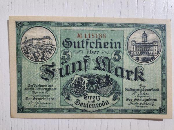 Edi Antik 1918 Alman 5 Mark Temiz. Orijinal Dönemine Ait - Image 1