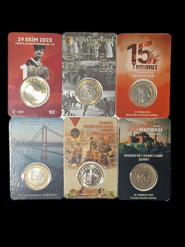 Edi Antik 6 Adet Hatıra Para 1 Lira . Kitli. - Image 1