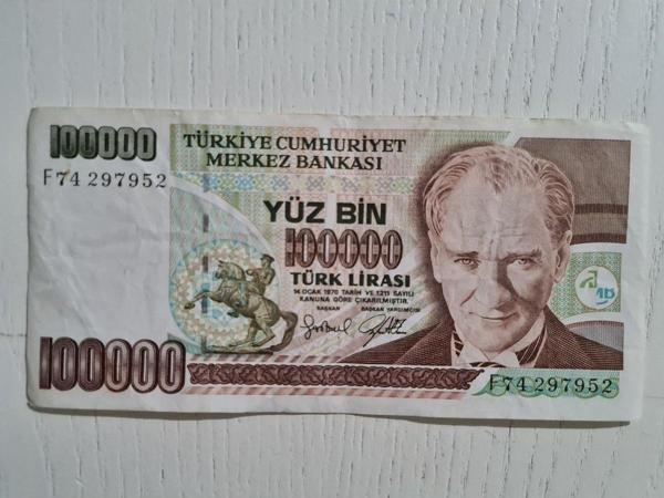 Edi Antik 7. Emisyon 100.000 Türk Lirası Haliyle Kondüsyonda Banknot - Image 1