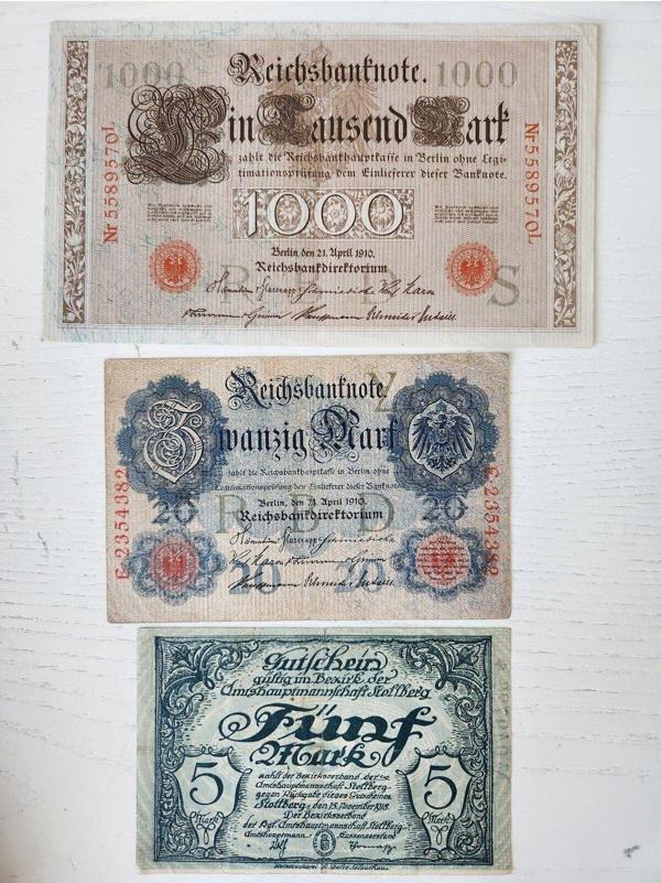 Edi Antik Alman Eski Dönem 3 Adet Mark Seti. 1910 Ve 1918 Tarihli - Image 1