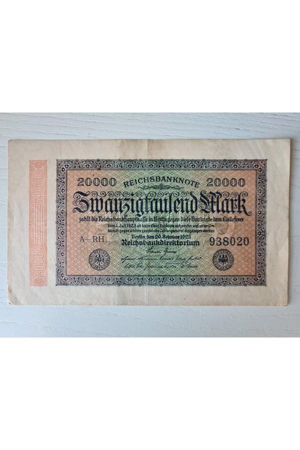 Edi Antik Almanya Berlin Banknot Büyük Boy 9X13 Cm 1923 Tarihli, 20000 Mark Alman - Image 1