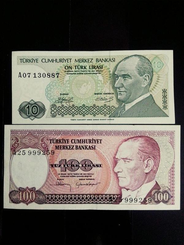 Edi Antik A Serisi 7. Emisyon 100 Ve 10 Türk Lirası Koleksiyon Eski Kâğıt Para. - Image 1