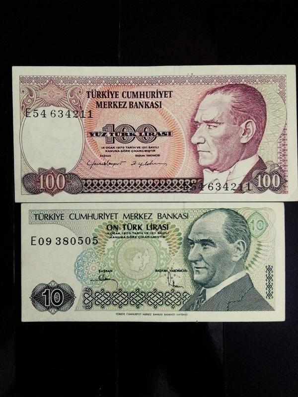 Edi Antik E Serisi 7. Emisyon 100 Ve 10 Türk Lirası Koleksiyon Eski Kâğıt Para. - Image 1
