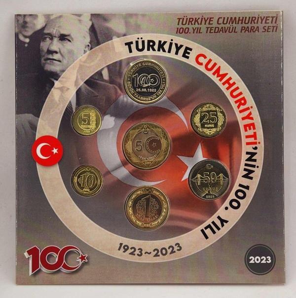 Edi Antik 2023 Türkiye Cumhuriyeti 100.Yıl Tedavul Hatira Seti Çil - Image 1