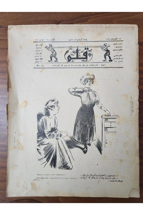 Edi Antik Osmanlıca Kalem Dergisi 1909 Tarihli. Orijinal Dönemine Ait. 14 Sayfa. - Image 1