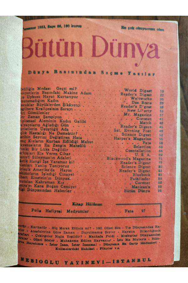 Edi Antik Bütün Dünya Dergisi Cildinde 1953 Tarihli. Orijinal Dönem - Image 1