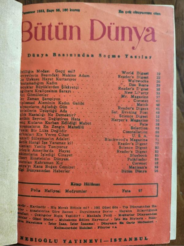 Edi Antik Bütün Dünya Dergisi Cildinde 1953 Tarihli. Orijinal Dönem - Image 1