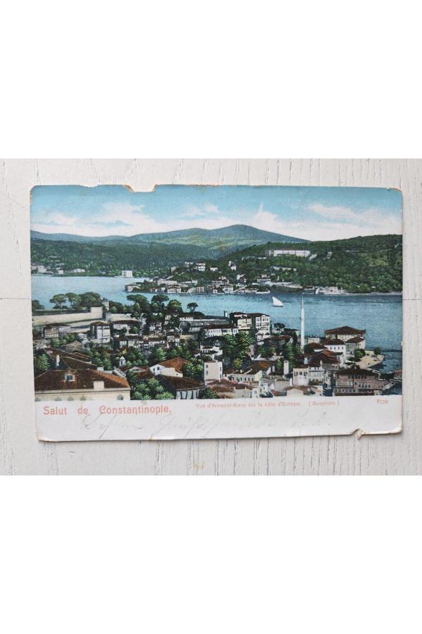 Edi Antik Osmanlı Dönem Arnavutköy Boğaz Kartpostalı Nadir. 14X9Cm Boyutunda. Orijinal Osmanlı - Image 1