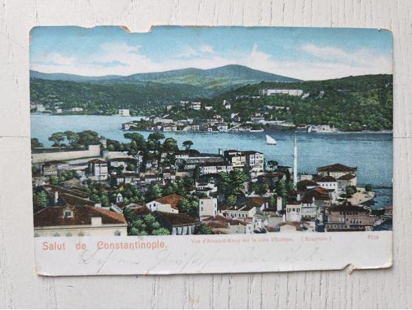 Edi Antik Osmanlı Dönem Arnavutköy Boğaz Kartpostalı Nadir. 14X9Cm Boyutunda. Orijinal Osmanlı - Image 1