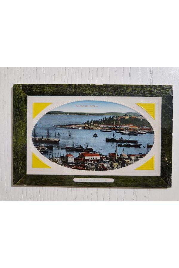 Edi Antik Osmanlı Dönem Osmanlıca Sarayburnu Oval Kartpostal. Temiz Durumda Osmanlıca Yazılı Kartpostal - Image 1
