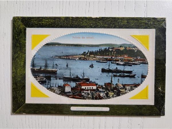 Edi Antik Osmanlı Dönem Osmanlıca Sarayburnu Oval Kartpostal. Temiz Durumda Osmanlıca Yazılı Kartpostal - Image 1