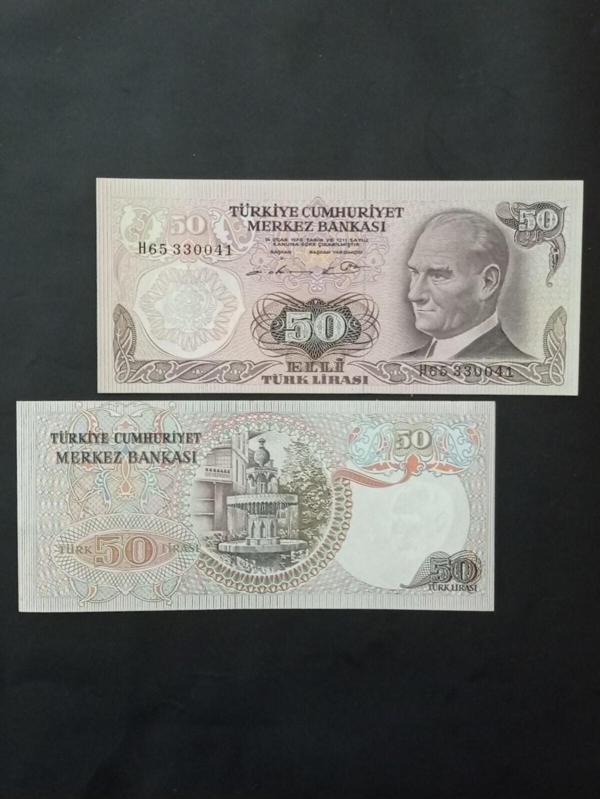 Edi Antik H Serisi 6. Emisyon 50 Türk Lirası Eski Koleksiyon Kağıt Para. - Image 1