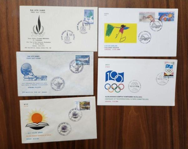 Edi Antik 5 Adet İlk Gün Zarfı Fdc. Eski Tarihli Farklı Yerli Zarflar. Fiyat 5 Adet Zarf İçindir. - Image 1