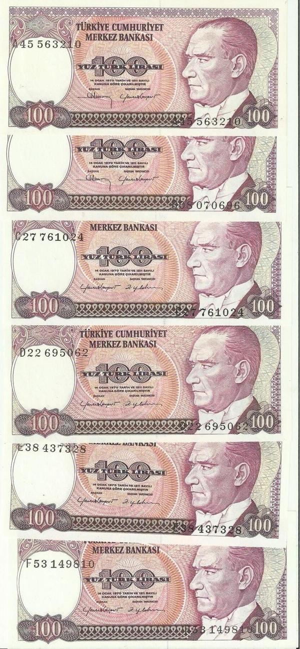 Edi Antik 7. Ems A/B/C/D/E/F Serisi 6 Adet 100 Lira Çil - Image 1