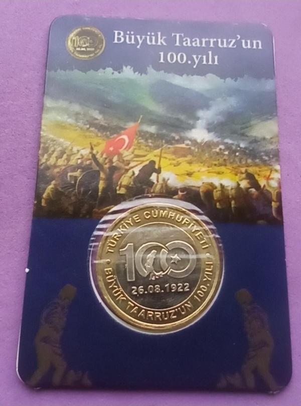 Edi Antik 2022 Yılı Büyük Taarruz Hatıra 1 Lira Çil - Image 1