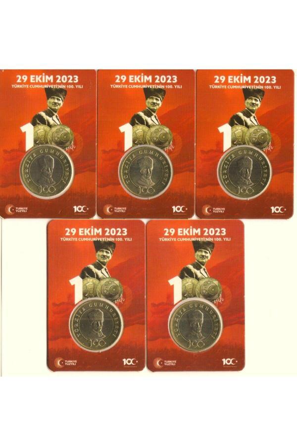 Edi Antik 2023 Cumhuriyet'İn 100.Yılı Tedavül Hatıra 5 Lira 5 Adet Özel Kitinde - Image 1