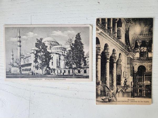 Edi Antik 2 Adet Osmanlı Dönen Kartpostal Camii. Ayasofya Ve Süleymaniye - Image 1