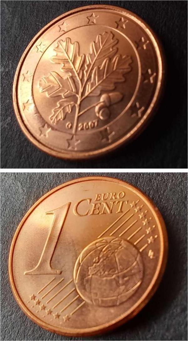Edi Antik Almanya 1 Euro Cent G 2007 Çil Darphane Setinden Yabancı Madeni Para - Image 1