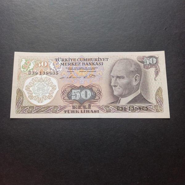 Edi Antik 6. Emisyon 50 Türk Lirası,Çil Eski Kağıt Para - Image 1