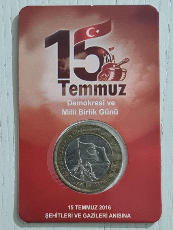 Edi Antik 15 Temmuz Madeni 1 Lira Kutusunda Çil. Koleksiyonluk Madeni 1 Lira. 15 Temmuz 2016 Demokrasi - Image 1