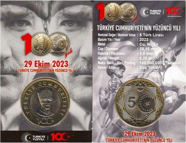 Edi Antik 2023 Cumhuriyet'İn 100.Yılı Tedavül Hatıra 5 Lira Özel Kiti İle - Image 1