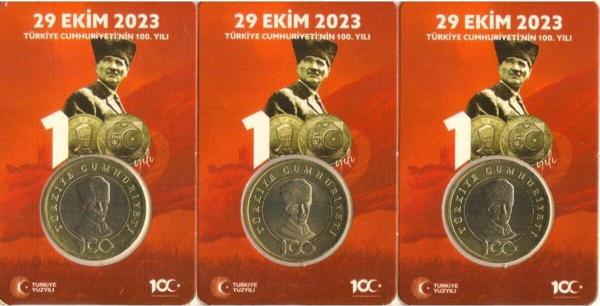 Edi Antik 2023 Cumhuriyet'İn 100.Yılı Tedavül Hatıra 5 Lira 3 Adet Özel Kitinde - Image 1