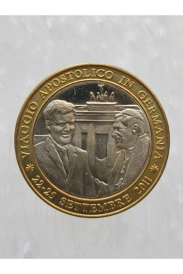Edi Antik 2011 Papa Almanya Ziyareti Nadir 3Cm Çap. Tertemiz Durumda Nadir Ve Ağır Bir Madalyon. Madalya - Image 1