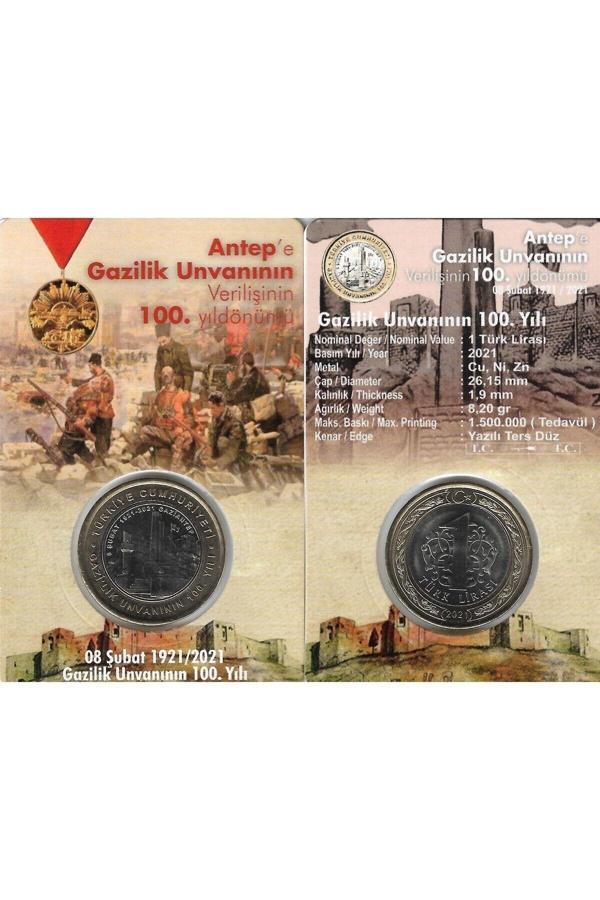 Emir Collectıon Gaziantep’E Gazilik Ünvanı’Nın Verilişi’Nin 100. Yıl Dönümü 2021 Yılı 1 Lira Hatıra Para Ve Kiti - Image 1