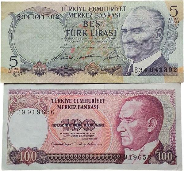 Edi Antik 7. Emisyon 6, Emisyon 2 Adet Koleksiyon Eski Kağıt Para. Antika Para. - Image 1