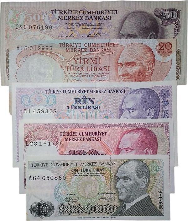 Edi Antik 6. Emisyon 7. Emisyon 5 Adet Koleksiyon Eski Kağıt Para. Antika Para . - Image 1