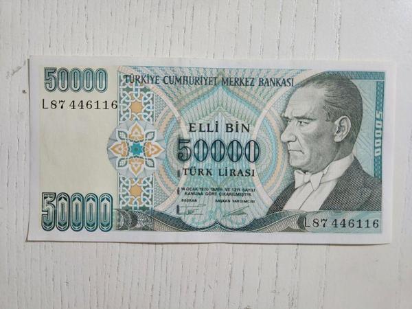Edi Antik 7. Emisyon 50000 Türk Lirası Eski Koleksiyon Kağıt Para - Image 1