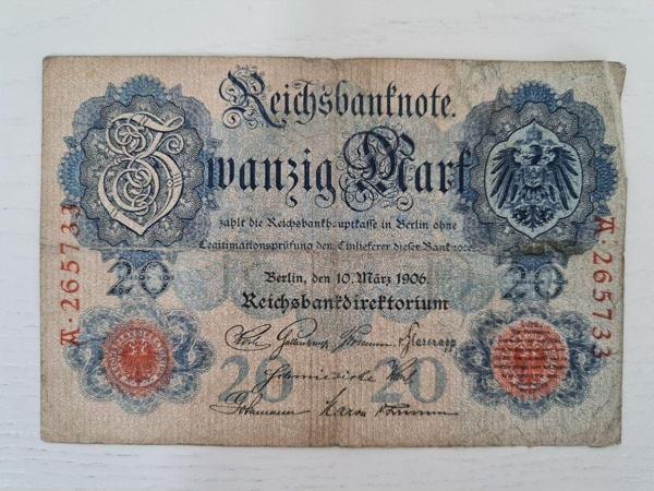 Edi Antik 1910 Yılına Ait Alman Markı, Alman 20 Mark, Eski Alman Parası - Image 1