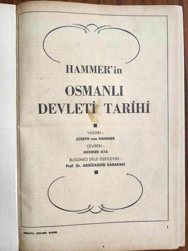 Edi Antik Osmanlı Devleti Tarihi Hammer 380 Sayfa. Cildinde - Image 1