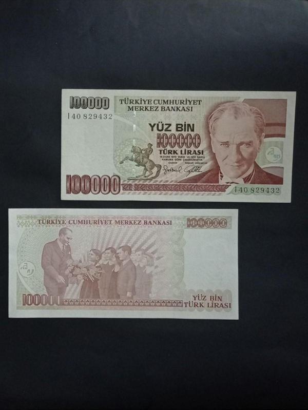 Edi Antik 7. Emisyon 100.000 Türk Lirası Eski Kağıt Para. Koleksiyon Para. - Image 1