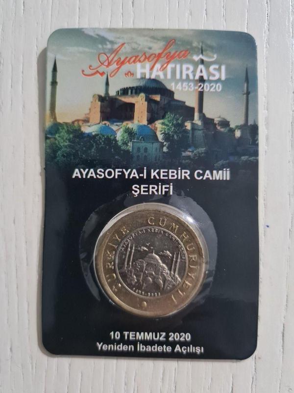 Edi Antik Ayasofya İbadete Açılışı 10 Temmuz 2020 Hatıra Madeni 1 Lira Kutusunda Çil. Koleksiyonluk Madeni - Image 1