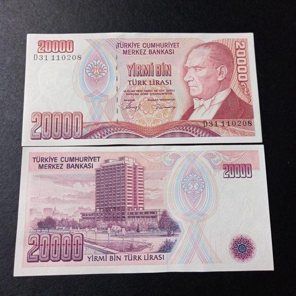 Escoines Koleksiyon 399636763Eeef21663 7.Emisyon 1.Tertip D31 Serisi 20Bin Lirası Ca/Çil Kağıt Para - Image 1