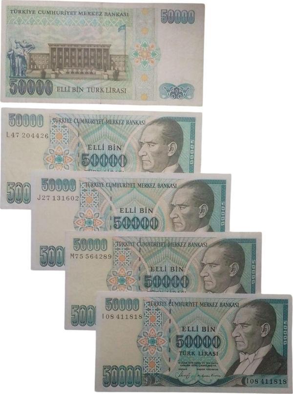 Yedi Otuz 7. Emisyon 50000 Türk Lirası Eski Koleksiyon Kağıt Para. Koleksiyon Başlangıç Setleri. - Image 1