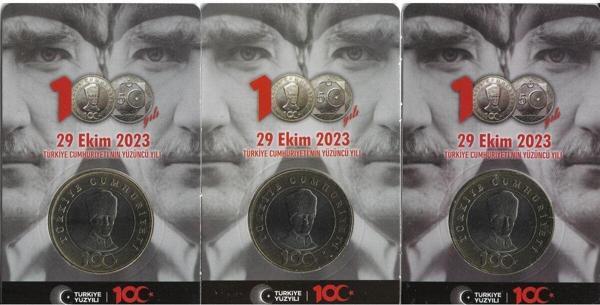 Edi Antik 2023 Cumhuriyet'İn 100.Yılı Hatıra 5 Lira Özel Atatürk'Lü Kitinde 3 Adet Çil - Image 1